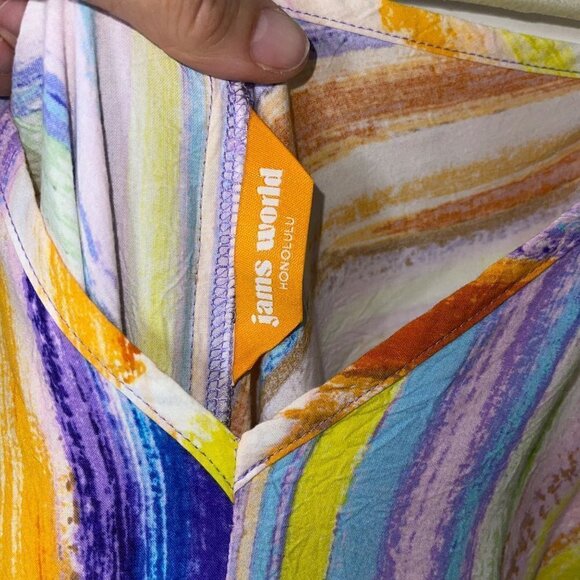 Jams World Easy Jumpsuit Size Extra Small Multicolor Skyline Pattern Pure Rayon - Picture 3 of 11